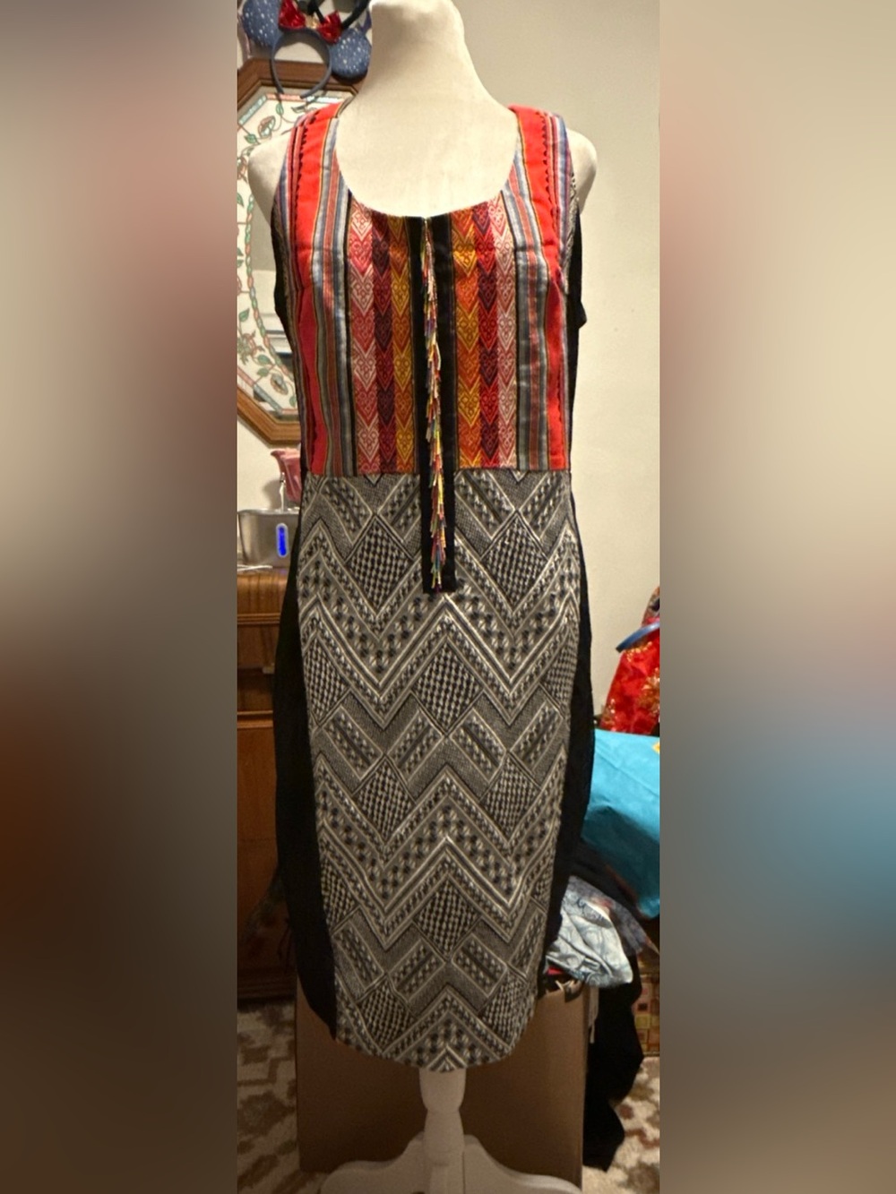 Byron Lars Beauty Mark Gramercy Pencil Sheath Dress Womens 10 Beaded Black Motif